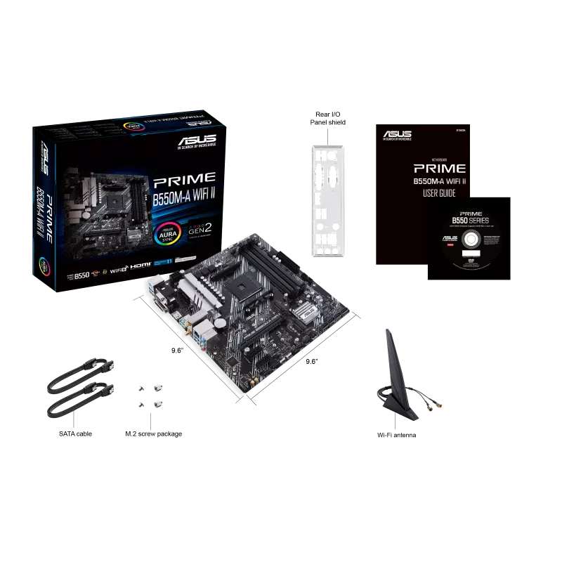 ASUS PRIME B550M-A WIFI II mATX Motherboard, AMD B550 Chipset, 4x DIMM DDR4 ASUS PRIME B550M-A WIFI II mATX Motherboard, AMD B550 Chipset, 4x DIMM DDR4
